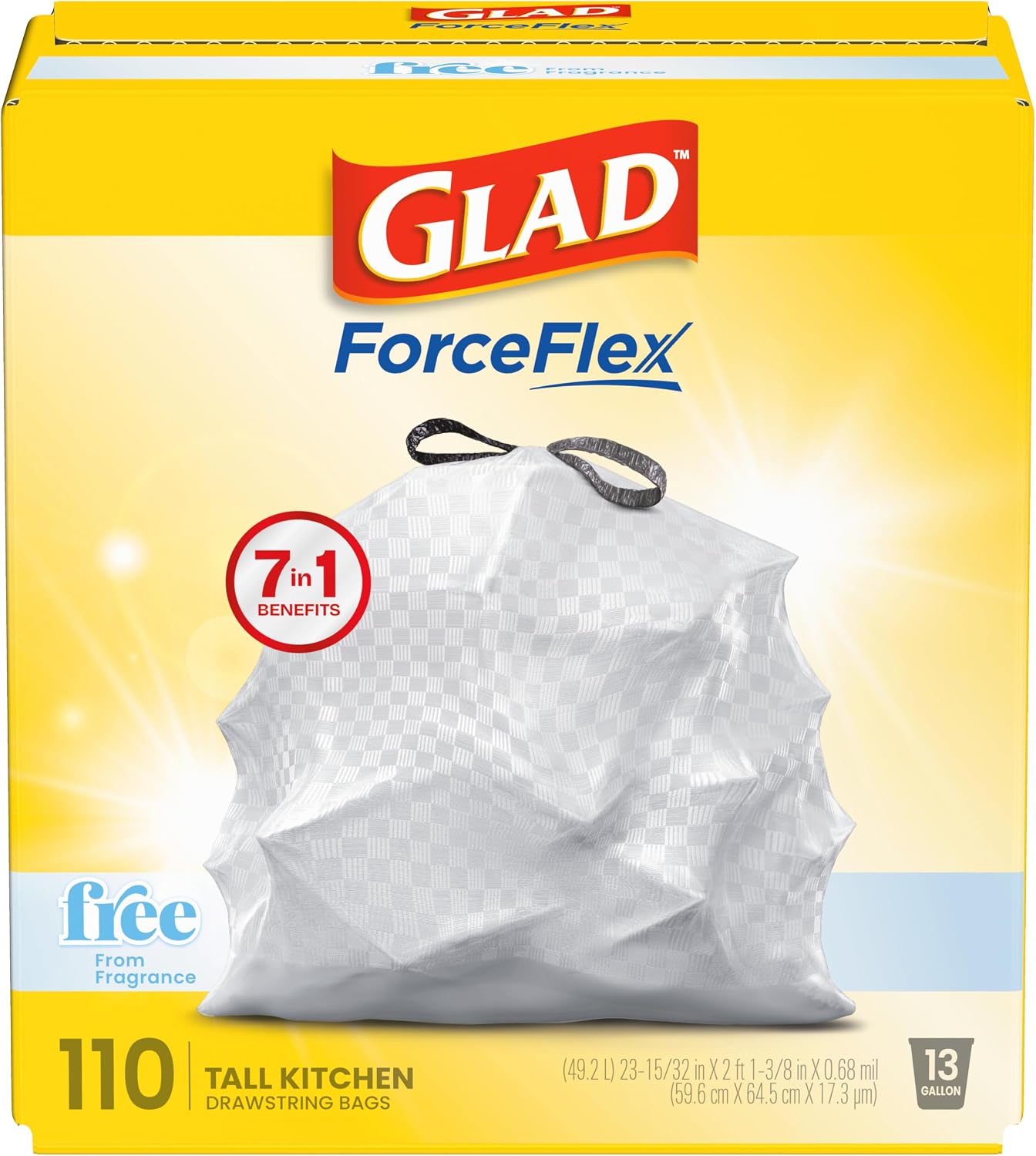 Glad ForceFlex 13 Gallon Trash Bags (110 Count, Unscented)